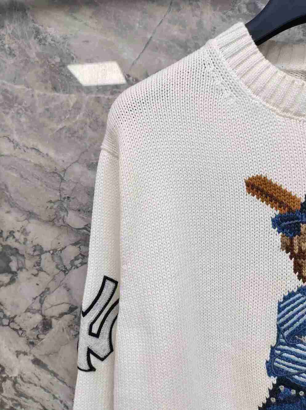 White Polo Ralph Lauren Classic Polo Baseball Graphic Knitted Crew Sweater - Picture 5 of 7